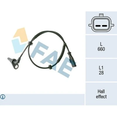 Bilde av FAE 78411 ABS Sensor Hall prinsipp 2 660 RENAULT: CLIO III Grandtour, 3