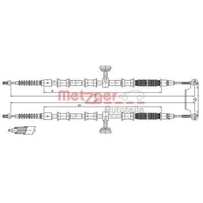 Bilde av METZGER 11.5945 Bremsekabel bak 1805/1633 x2 Skivebrems COFLE OPEL: Vectra C Caravan