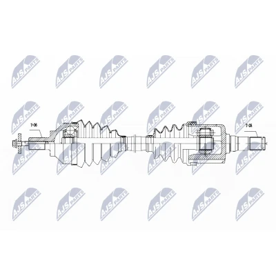 Bilde av NTY NPW VV 111 Drivaksel framaksel venstre 570 Automatisk girkasse VOLVO: V50, C30, C70 2 Cabriolet, FORD: Focus 2, C Max, Max