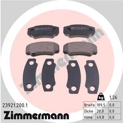 Bilde av ZIMMERMANN 23921.200.1 Bremseklosser Bildet viser leveranseinnholdet FIAT: Ducato II Flatvogn lastebil/Chassis, Minibuss, Van