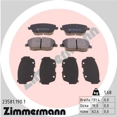 Bilde av ZIMMERMANN 23581.190.1 Bremseklosser Bildet viser leveranseinnholdet SKODA: Fabia 2, Roomster, I Hatchback, VOLKSWAGEN: Polo IV Hatchback