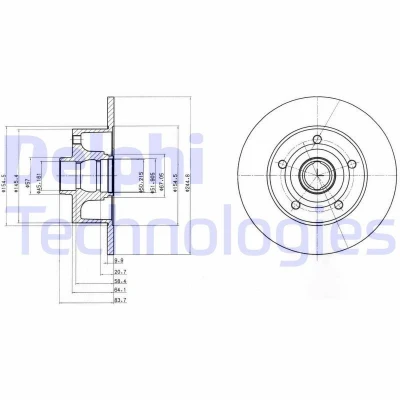 Bilde av DELPHI BG3030 Bremseskiver 245 10 5 fullt ut oljet ubehandlet uten hjullager, ABS sensorring AUDI: A4 B5 Avant, B6 Sedan
