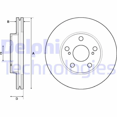 Bilde av DELPHI BG4711C Bremseskiver 277 26 5 ventilert belagt ubehandlet uten hjullager, ABS sensorring TOYOTA: Auris Stasjonsvogn, Hatchback