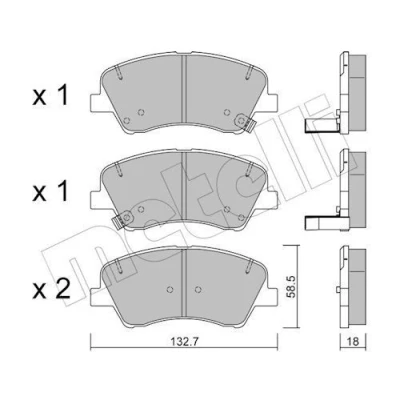 Bilde av METELLI 22 1167 0 Bremseklosser med akustisk slitasjevarsel KIA: Rio 4, Stonic Hatchback