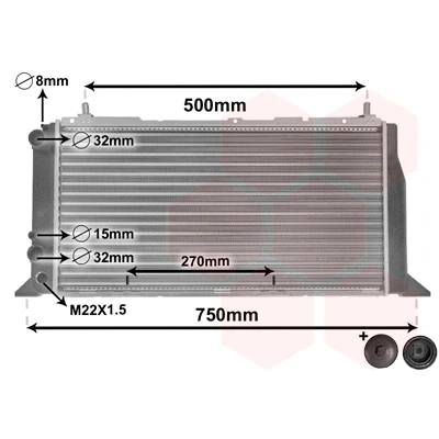 Bilde av VAN WEZEL *** IR PLUS 03002026 Radiator Aluminium 600 307 44 med tetning blindplugg Kjøleribber satt sammen mekanisk AUDI: Coupe B3