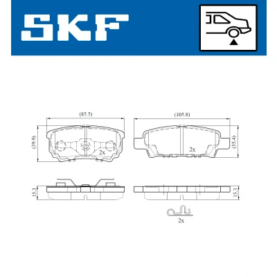 Bilde av SKF VKBP 90416 A Bremseklosser med akustisk slitasjevarsel MITSUBISHI: Lancer 8 Limousine