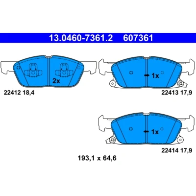 Bilde av ATE 13.0460 7361.2 Bremseklosser med akustisk slitasjevarsel FORD: Focus Mk4 Turnier, Kuga Mk3