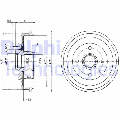 Bilde av DELPHI BF402 Bremsetrommel uten ABS sensorring, hjullager 243 FORD: Focus Mk1 Hatchback