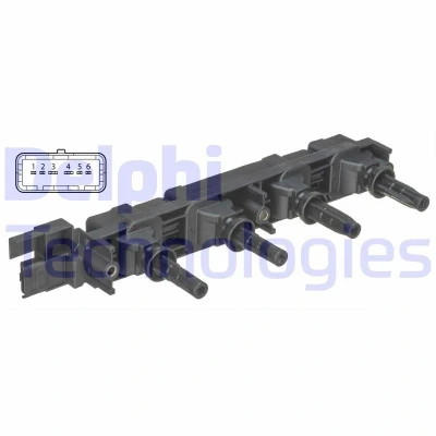 Bilde av DELPHI GN10502 12B1 Tennspole 6 12 PEUGEOT: 607 Sedan, 307 Hatchback, 206 CITROËN: C4 Coupé, I Hatchback