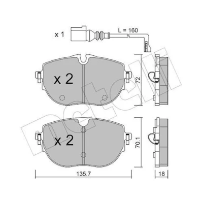Bilde av METELLI 22 1321 0 Bremseklosser klargjort for slitasjeindikator VOLKSWAGEN: Multivan 6, Transporter 6 Bus