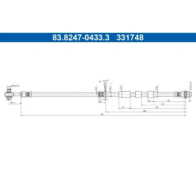 Bilde av ATE 83.8247 0433.3 Bremseslange 431mm M10x1,5mm