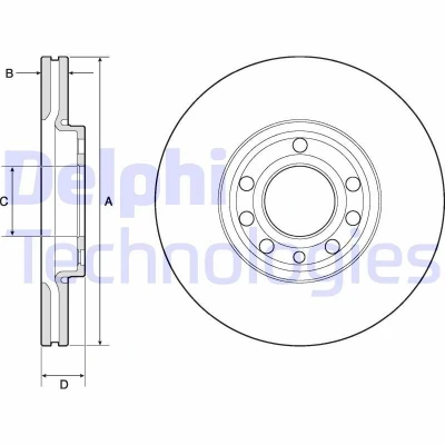 Bilde av DELPHI BG3713C Bremseskiver 285 25 5 ventilert belagt ubehandlet uten hjullager, ABS sensorring SAAB: 9 3 Sedan, Stasjonsvogn, Cabrio