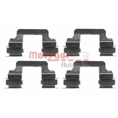 Bilde av METZGER 109 1610 Tibehørsett, skivebremse belegg AUDI: A4 B8 Avant, A6 C7 Allroad, Q5, VOLKSWAGEN: Transporter 5, 5 Bus, Multivan (7HM