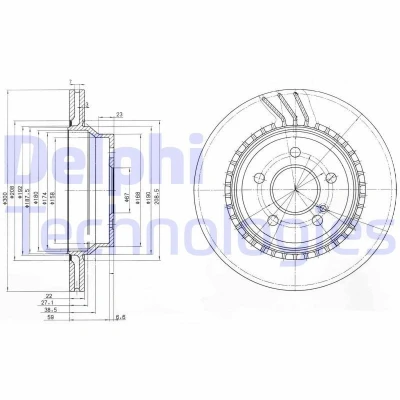 Bilde av DELPHI BG3758 Bremseskiver 300 22 5 ventilert oljet ubehandlet uten hjullager, ABS sensorring MERCEDES BENZ: E Klasse T modell, GLK