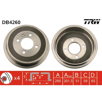 Bilde av TRW DB4260 Bremsetrommel VOLKSWAGEN: Polo III Variant