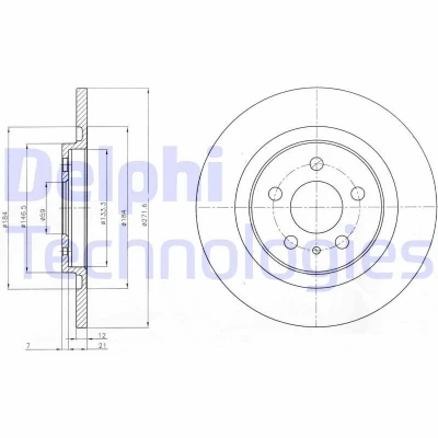 Bilde av DELPHI BG3741 Bremseskiver 272 12 5 fullt ut oljet ubehandlet uten hjullager, ABS sensorring PEUGEOT: 807, CITROËN: C8
