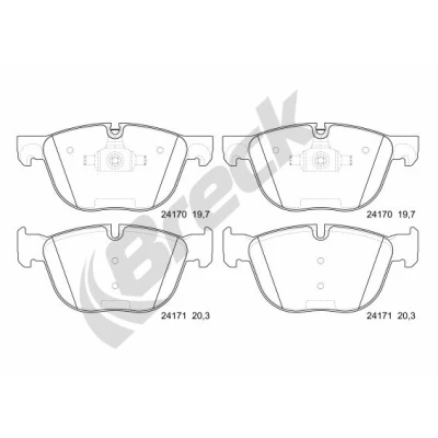 Bilde av BRECK 24170 00 552 Bremseklosser keramikk klargjort for slitasjeindikator med antihyle blikk BMW: X5, X6, X4