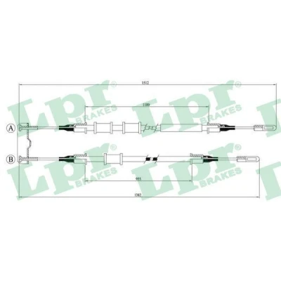 Bilde av LPR C0585B Bremsekabel 1365/965+1500/1110 Skivebrems OPEL: Vectra A Sedan