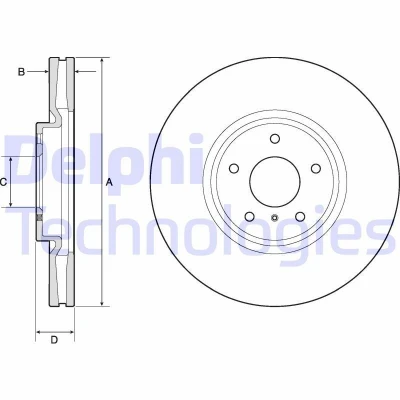 Bilde av DELPHI BG9152 Bremseskiver 330 32 5 ventilert oljet ubehandlet uten hjullager, ABS sensorring