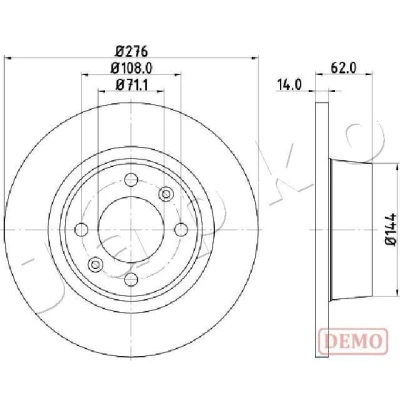 Bilde av JAPKO Bremseskive CITROËN: C5 I Stasjonsvogn, II Hatchback, Stasjonsvogn bakaksel 276mm 14mm 4 fullt ut spraylakkert 610604C 1618861680