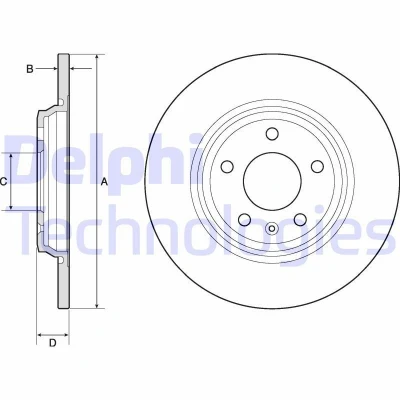 Bilde av DELPHI BG4800C Bremseskiver 300 12 5 fullt ut belagt ubehandlet uten hjullager, ABS sensorring AUDI: A4 B9 Avant, Allroad, A5 Sportback