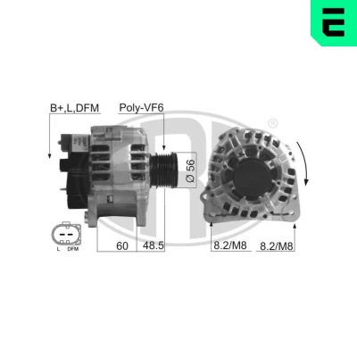 Bilde av ERA 210247A Dynamo 14V 120A VOLKSWAGEN: Transporter 4 Bus, 5 Passat B6 Variant, AUDI: A6 C5 Avant, A3 Sportback, A4 B5 Avant