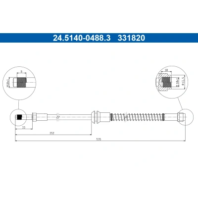 Bilde av ATE 24.5140 0488.3 Bremseslange 535mm M10x1mm MERCEDES BENZ: E Klasse Sedan, T modell