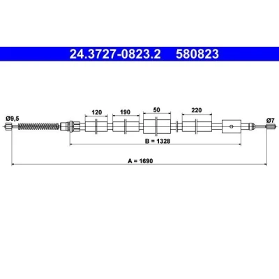 Bilde av ATE 24.3727 0823.2 Bremsekabel 1690