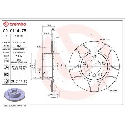 Bilde av BREMBO Bremseskive BMW: 3 Touring, Sedan, 1 Hatchback 300mm 22mm 5 innvendig ventilert, med sliss belagt høy karbon 09.C114.75 34116792217,6792217