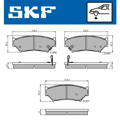Bilde av SKF VKBP 80572 A Bremseklosser med akustisk slitasjevarsel SUZUKI: Vitara I SUV
