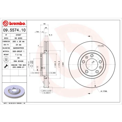 Bilde av BREMBO 09.5574.10 Bremseskiver 283 26 5 innvendig ventilert med skruer PEUGEOT: 508 I SW, 607 Sedan, 407 CITROËN: XM II Stasjonsvogn