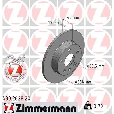 Bilde av ZIMMERMANN COAT Z 430.2628.20 Bremseskiver 264 10 6/5 5 110 fullt ut belagt OPEL: Zafira B