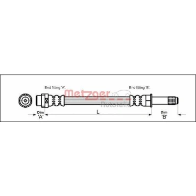 Bilde av METZGER 4110331 Bremseslange 364 M10 x 1 MERCEDES BENZ: Sprinter 4 T Van, 3 Flatvogn lastebil/Chassis