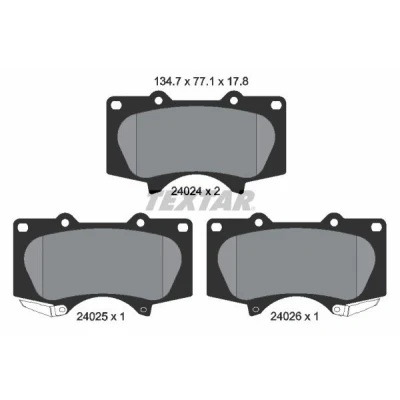 Bilde av TEXTAR 2402401 Bremseklosser med akustisk slitasjevarsel TOYOTA: Land Cruiser Prado 120, HILUX 3 Pick up, 6 MITSUBISHI: PAJERO 4
