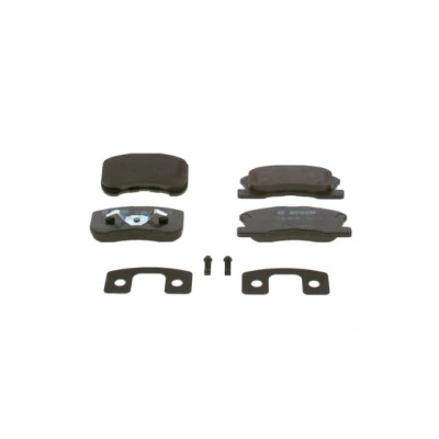 Bilde av BOSCH 0 986 424 697 Bremseklosser Low Metallic med akustisk slitasjevarsel kolbleklips, antihyle blikk fjær DAIHATSU: Sirion I