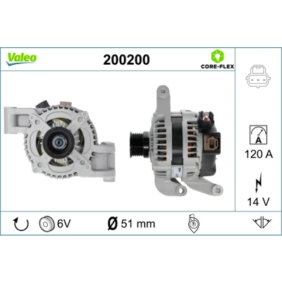 Bilde av VALEO 200200 Dynamo 14V 120A FORD: Focus 2 Kombi, 2, Limousine