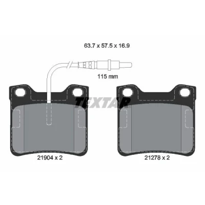 Bilde av TEXTAR 2190403 Bremseklosser med integrert slitasjevarselkontakt MERCEDES BENZ: Vito Minibuss, V Klasse, Van