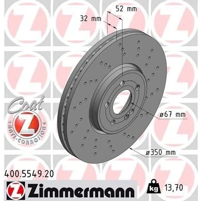 Bilde av ZIMMERMANN 400.5549.20 Bremseskiver 350 32 6/5 5 112 innvendig ventilert, hullet belagt MERCEDES BENZ: CLA Coupé, Shooting Brake, A Klasse