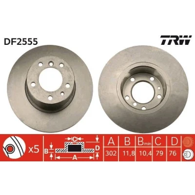 Bilde av TRW DF2555 Bremseskiver 302 11,8 5 120 fullt ut spraylakkert høy karbon BMW: Sedan, Touring