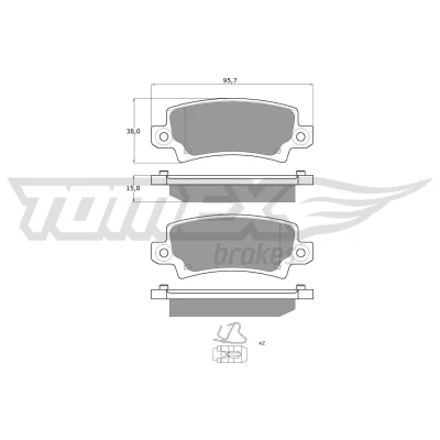 Bilde av TOMEX brakes TX 13 75 Bremseklosser bakaksel med akustisk slitasjevarsel tilbehør TOYOTA: Corolla IX Hatchback, Station Wagon