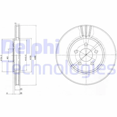 Bilde av DELPHI BG4000 Bremseskiver 282 23 5 ventilert oljet ubehandlet uten hjullager, ABS sensorring