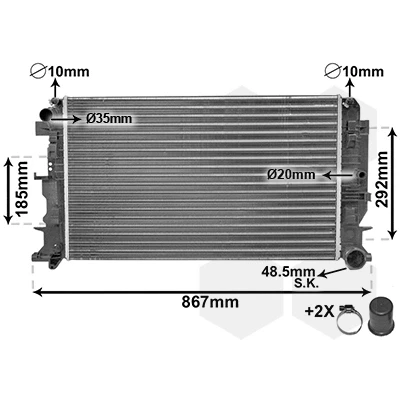 Bilde av VAN WEZEL *** IR PLUS 58002271 Radiator Aluminium 680 385 25 med tilbehør Kjøleribber satt sammen mekanisk MERCEDES BENZ: Sprinter 3.5 T Minibuss