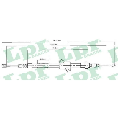 Bilde av LPR C0034B Bremsekabel 1455/890 Skivebrems AUDI: 200 C3 Sedan, 100 C4 Avant, Sedan