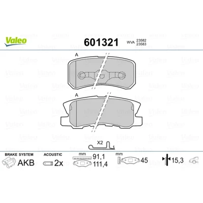 Bilde av VALEO 601321 Bremseklosser bakaksel inkl. slitasjevarselkontakt med antihyle blikk MITSUBISHI: Outlander 2 SUV, PAJERO 4, ASX PEUGEOT: 4008 SUV