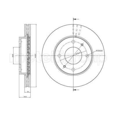 Bilde av METELLI 23 0591 Bremseskiver 258,0 24,0 4 68,0 ventilert HYUNDAI: Matrix