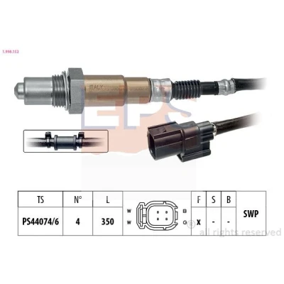 Bilde av EPS 1.998.152 Lambdasonde med festemateriell Made in Italy OE Equivalent oppvarmet, planarsonde, forsmurt gjenge HONDA: CIVIC 8 Hatchback