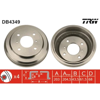 Bilde av TRW DB4349 Bremsetrommel