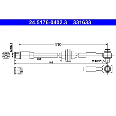 Bilde av ATE 24.5176 0402.3 Bremseslange 410 M10x1 OPEL: Astra J Sedan