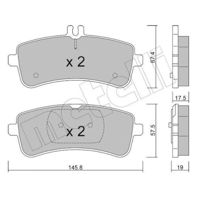 Bilde av METELLI 22 1200 0 Bremseklosser klargjort for slitasjeindikator MERCEDES BENZ: C Klasse T modell, Sedan, SL Cabrio