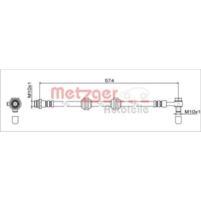 Bilde av METZGER 4111760 Bremseslange høyre bakaksel 574 M10x1